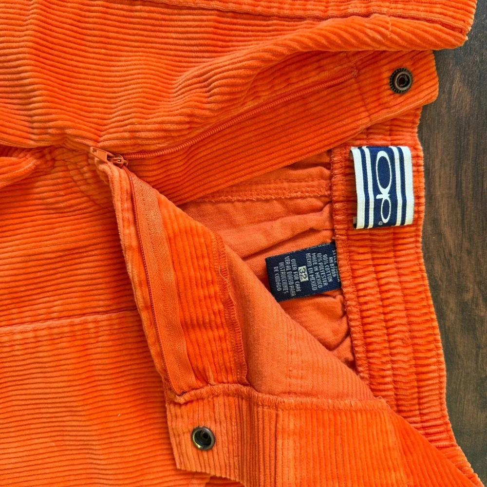 VTG Ocean Pacific OP Mens‎ Orange Corduroy Shorts Elastic Waist 30 32